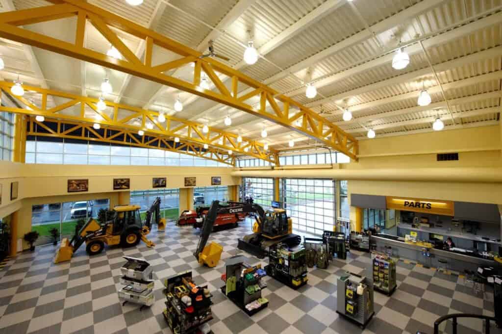 Tractor retail outlet built with innovative construction.